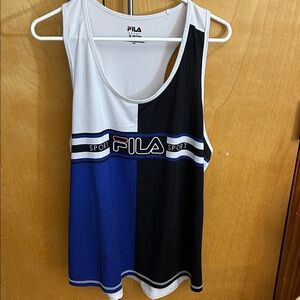 Fila White Blue Black Colorblock Sport Tank new stretchy